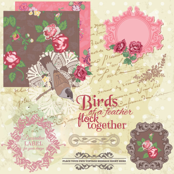 Classics label stickers 05 - vector material