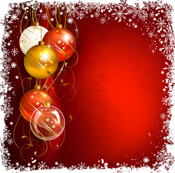 Beautiful Christmas balls background 03 - vector material
