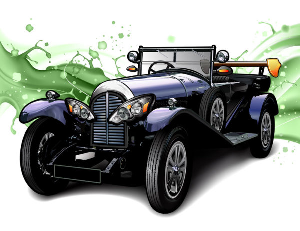 Cartoon classic cars 01 - vector material