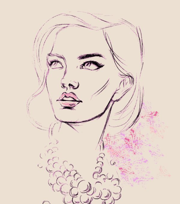 Pearl beautiful woman portrait sketch Vector