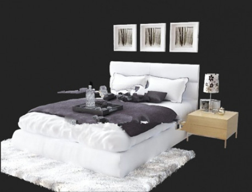 3d model white bedroom