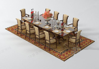European people dining table model