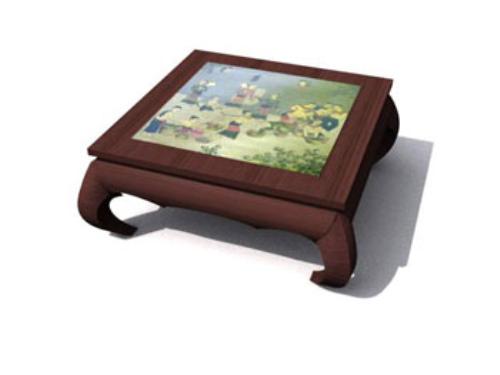 Square wooden coffee table painting