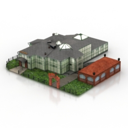 3D model of European villa landscape conjoined