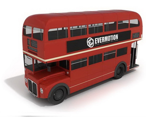 3D model of red double-decker bus