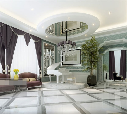 Luxury beautiful fashion piano hall 3d model
