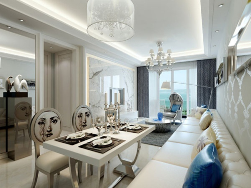 white modern living room 3d model of creative