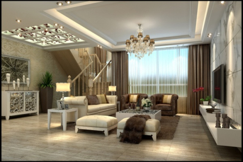 White fashion simple living room 3D model