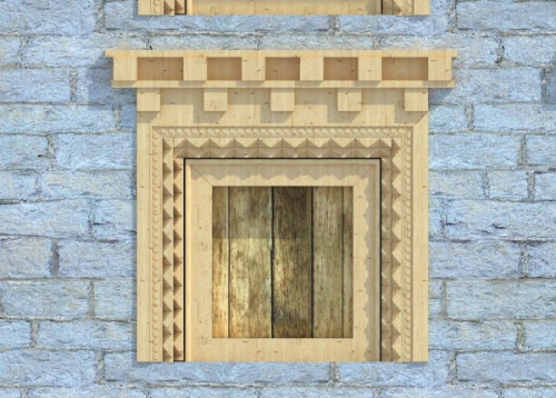 Tibetan wooden window 3D model