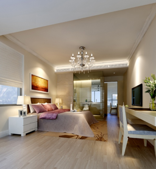 3d model modern suite bedroom one bathroom