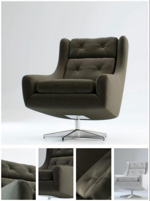 Black foot sofa chair 3D model