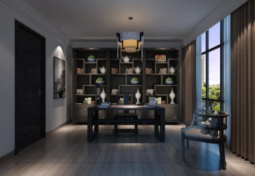 Spacious Chinese study 3d model