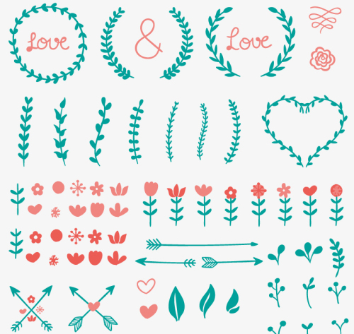 52 paragraph flowers and branches design vector material