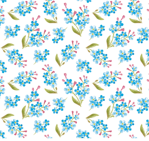Blue watercolor floral seamless background vector material