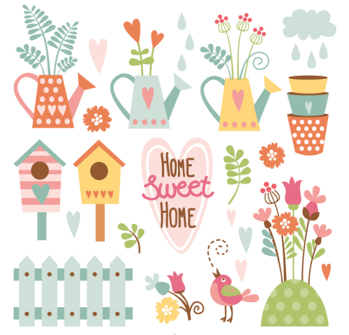 12 Cartoon gardening icon vector material