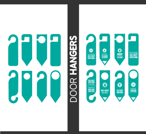 8 rooms house design vector material