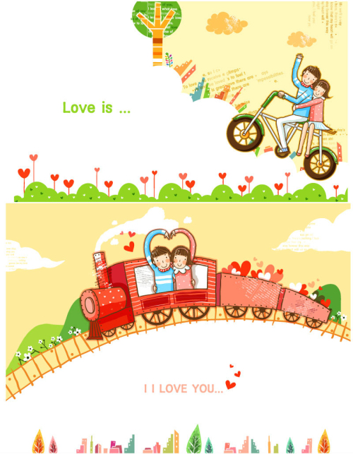 Cartoon couple illustrator vector material