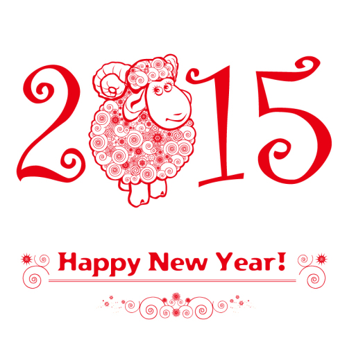 2015 Red sheep greeting cards vector material