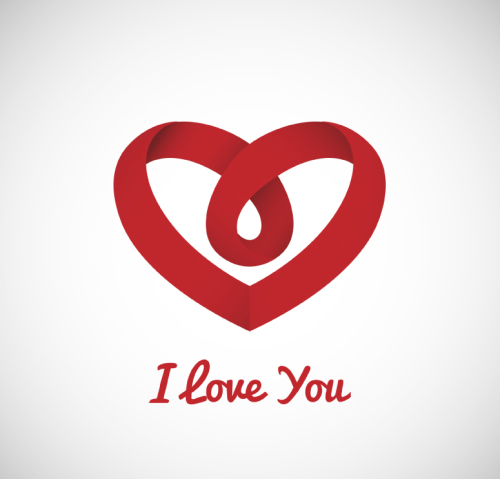 Red Ribbon love design vector material