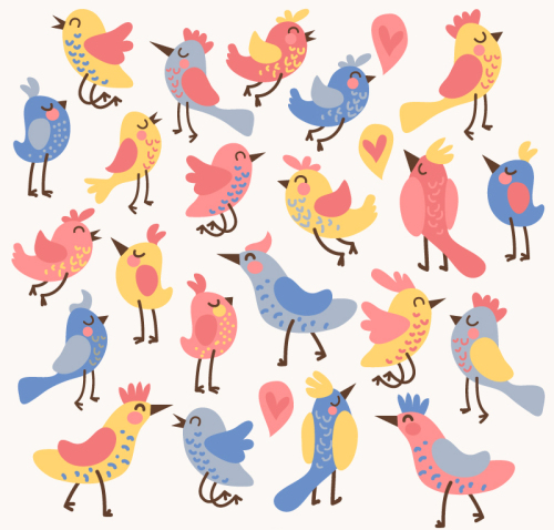 Cartoon bird seamless background vector material