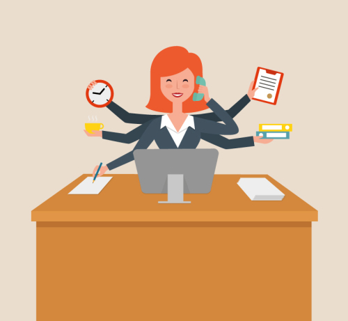 Busy office ladies vector material