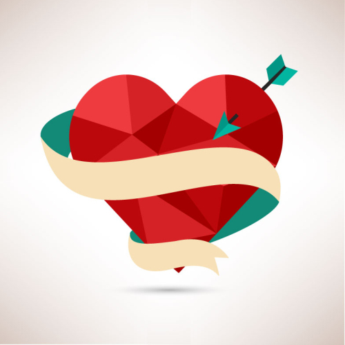 Ribbon surround Cupid love vector material