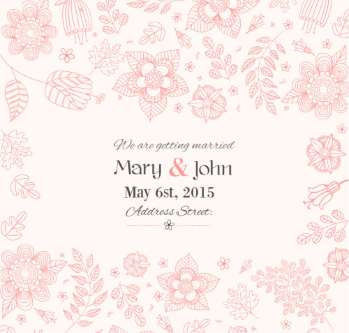 Hand-painted floral wedding invitation poster vector material