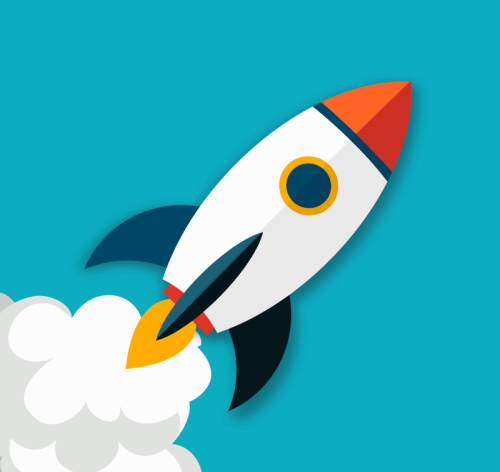 Beautifully flying rocket vector material