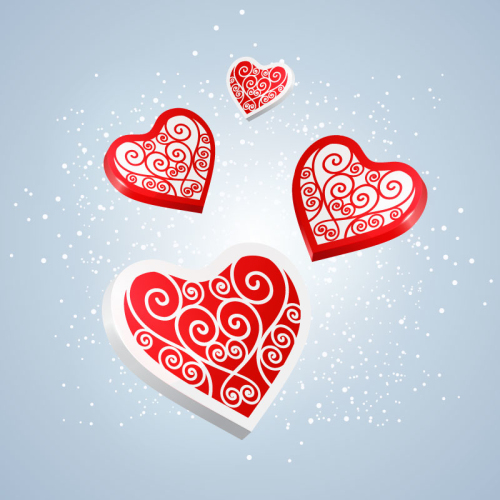 Red love pattern vector material sheet