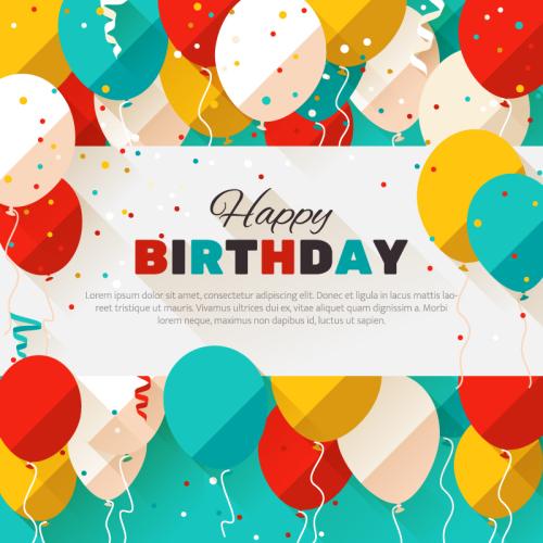 Birthday Balloons Greeting flat vector material