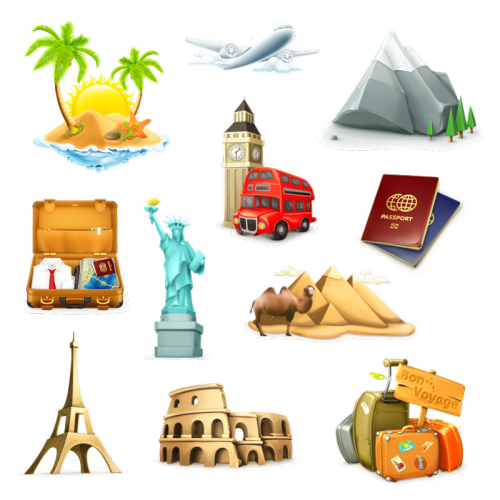 11 beautifully designed tourist icon vector material