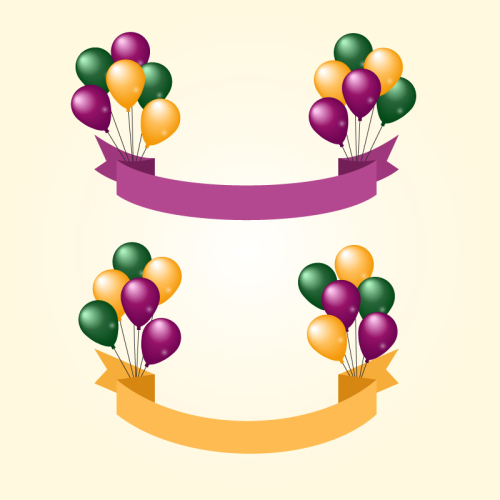 Colorful balloons decorative banner vector material