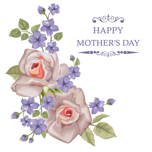Beautiful floral Mother's Day greeting cards vector material