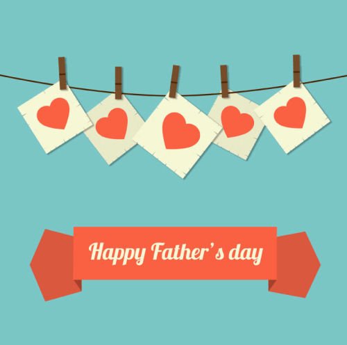 Father's Day greeting cards vector material red love