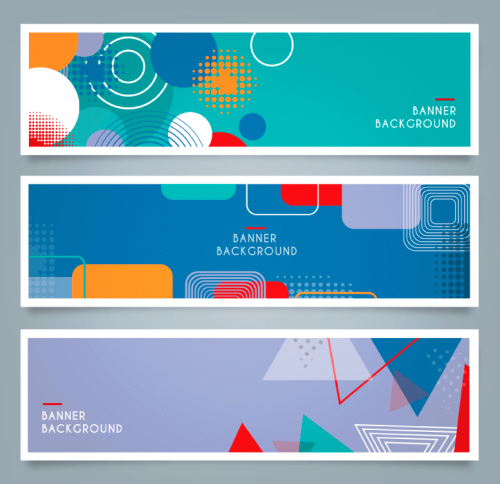 3 color geometry banner vector map