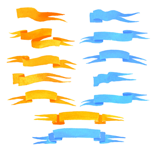 12 watercolor ribbon vector material