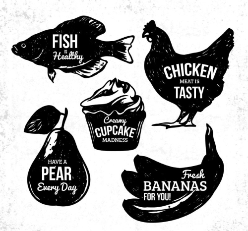 5 models of food labeling vector map