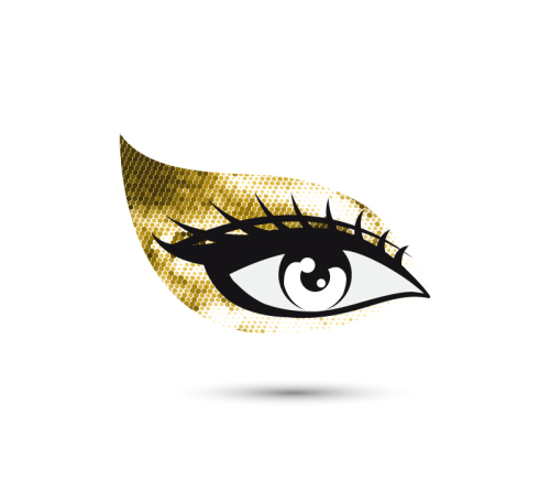 Golden eye shadow eye design vector map