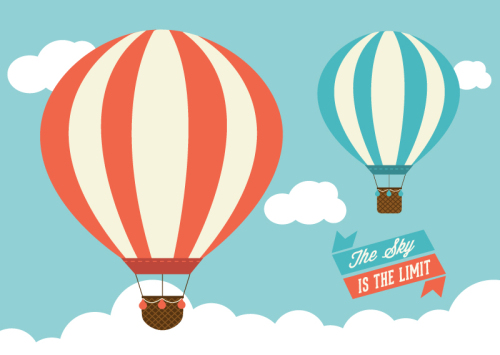 Color fringe hot air balloon vector material