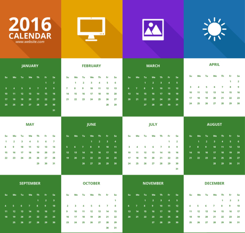 Color 2016 calendar vector material