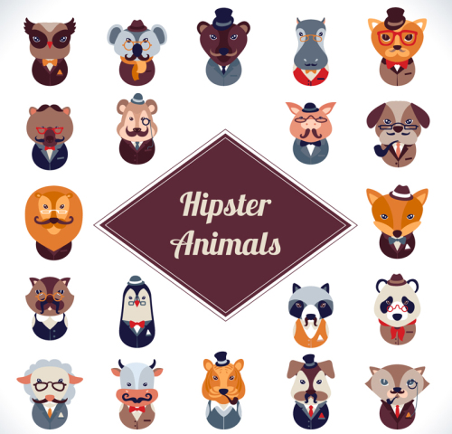 20 Fashionable animal heads Vector