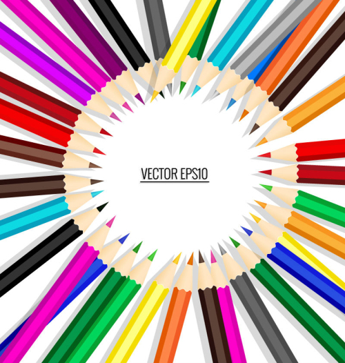 Color pencil combination circle vector material