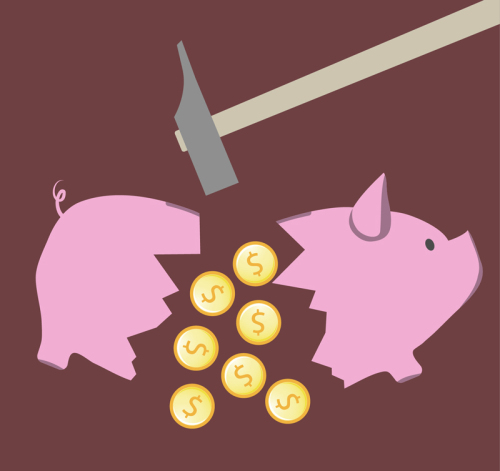 By crack piggy bank vector material