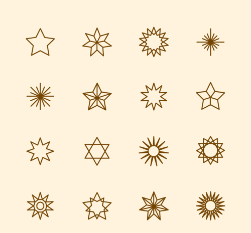 16 models of hand-painted star icon vector