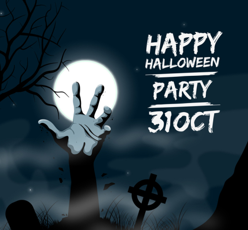 Horror Halloween Party Poster Vector