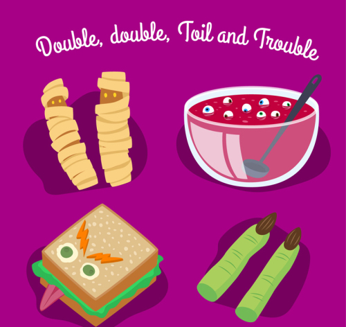 4 Creative Halloween food vector material