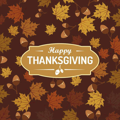 Maple Acorn Thanksgiving greeting card vector material