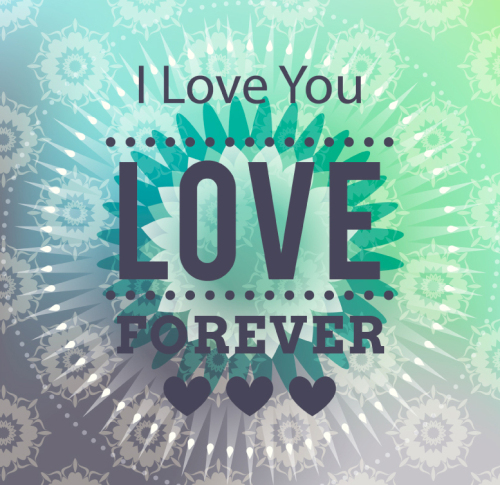 Retro love words poster vector material