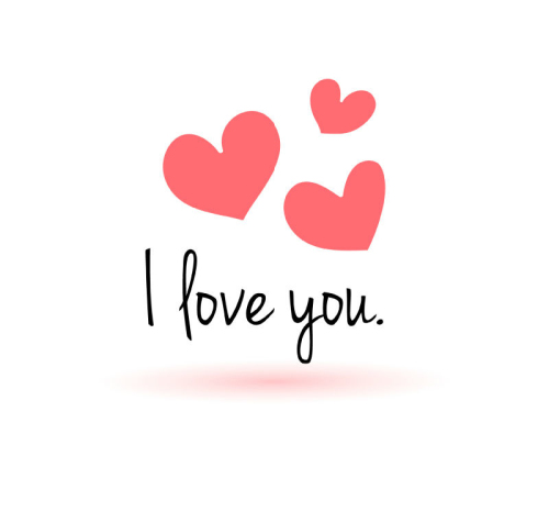 Pink love and WordArt vector material