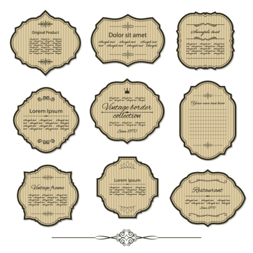 9 retro vertical stripes tag vector material